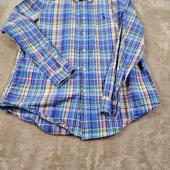 Ralph Lauren Button-Down Oxford Shirt Plaid Long Sleeve Boy Teen Size XL (18-20) - Picture 8 of 10